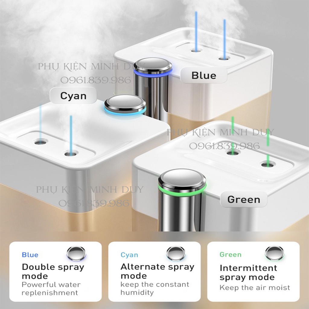 Máy phun sương tạo ẩm Baseus Time Magic Box Double Spray Humidifier (2000mAh, 550ml, sử dụng liên tục tới 8 giờ)