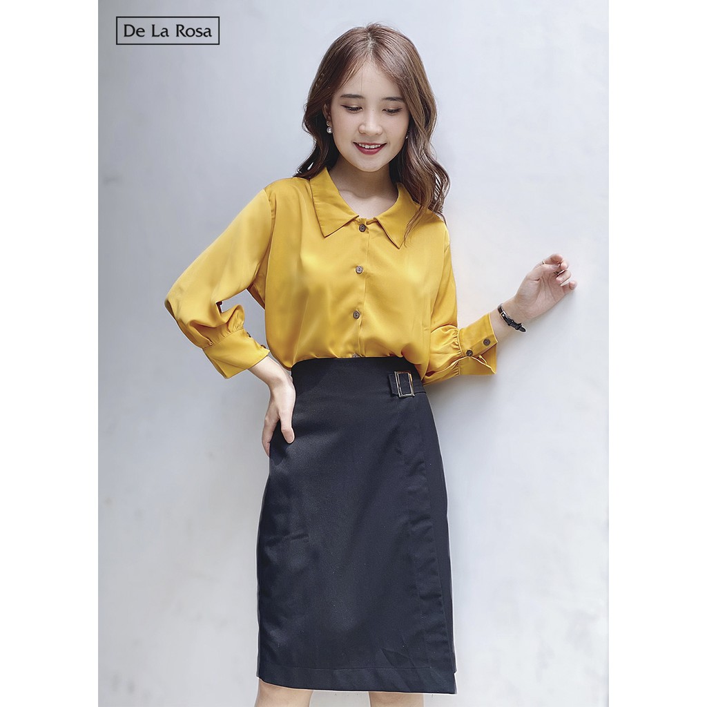 [Mã WABRLOW5 giảm 15% đơn 300K] Chân váy đen dài đắp vạt đính phụ kiện - De La Rosa | BigBuy360 - bigbuy360.vn