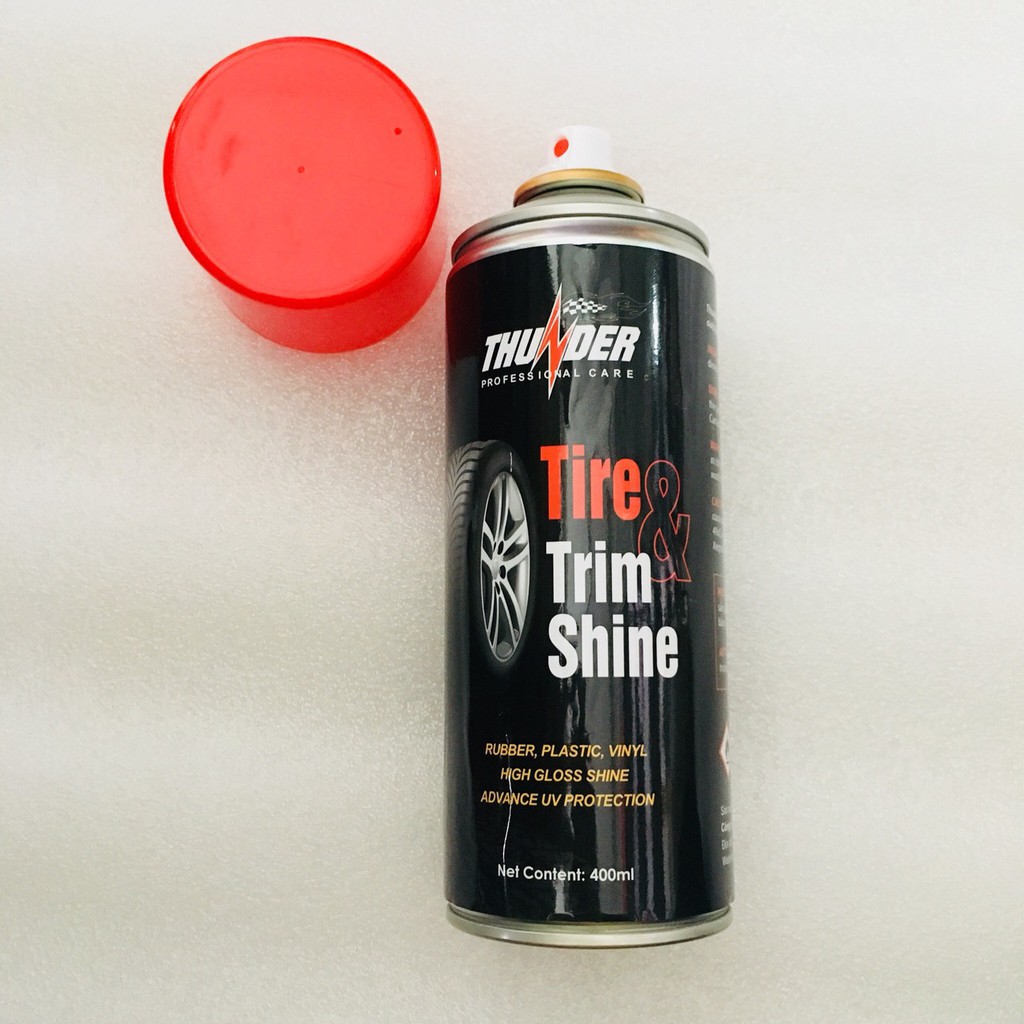 Combo Chai Xịt Dưỡng Nhựa Nhám Vỏ Xe Thunder Tire &amp; Trim Shine 400ml Chuyên Làm Bóng Nhựa Đen, Vỏ Xe Độ Bền Cực Cao