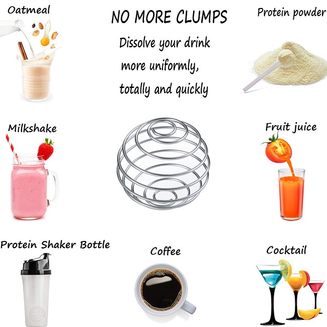 Bóng lắc lò xo thép không gỉ giúp pha whey protein tốt hơn (Shaker ball)