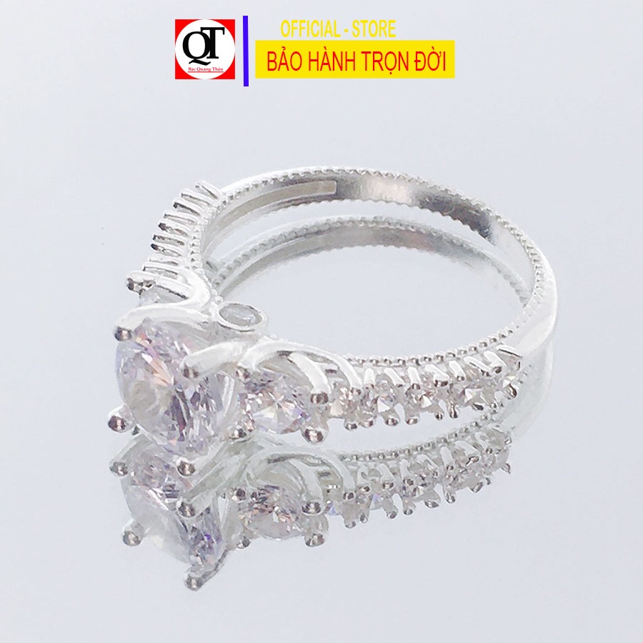 Nhẫn nữ thời trang chất liệu bạc ta đính đá cobic trắng sáng trang sức Bạc Quang Thản – QTNU79