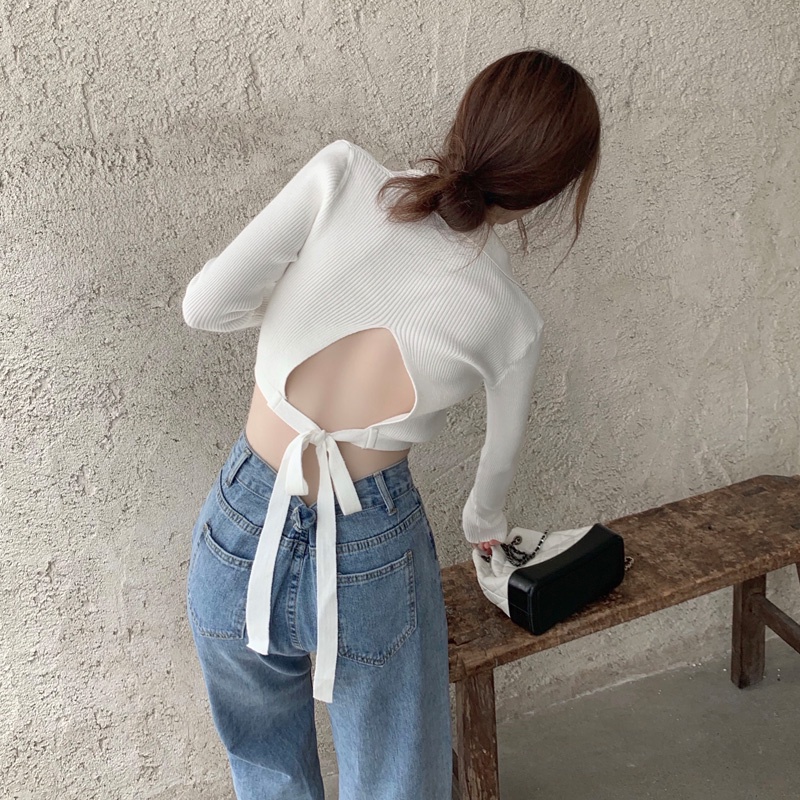 Áo Thun Dệt Kim Ngắn Tay Cổ Chữ V Thời Trang Hàn Quốc Dành Cho Nữ