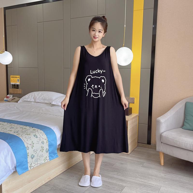 Đầm Ngủ Sát Nách Dáng Rộng Cổ Chữ V Thời Trang Mùa Hè Cho Nữ Lên Đến 150kg