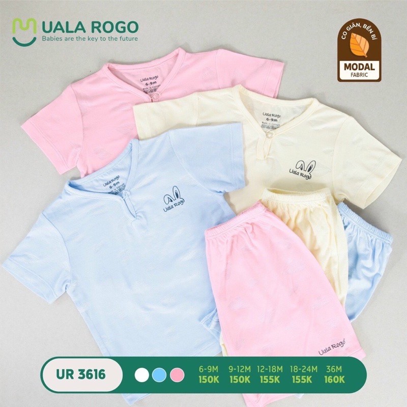 UR3616 Bộ cộc tay bổ trụ UalaRogo vải modal sợi sồi vân lá (6-36M)