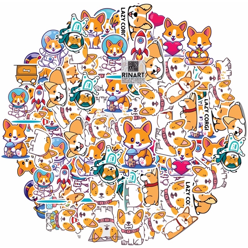 S64 - Rinart.vn | STICKER CORGI DOG CÁ TÍNH DÁN TRANG TRÍ ĐIỆN THOẠI LAPTOP VALI MŨ BẢO HIỂM XE MÁY TỦ KỆ,...