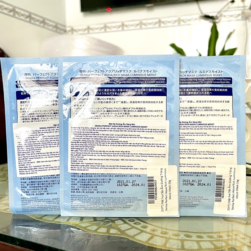 Mặt nạ dưỡng ẩm trắng da Senka Perfect Aqua Rich Luminous Moist Mask 23g