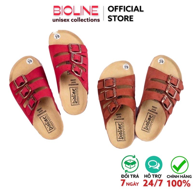 [DÉP TRẺ EM] Dép da bò thật Bioline quai ngang đế trấu cho bé mã KID03 - Bioline Official