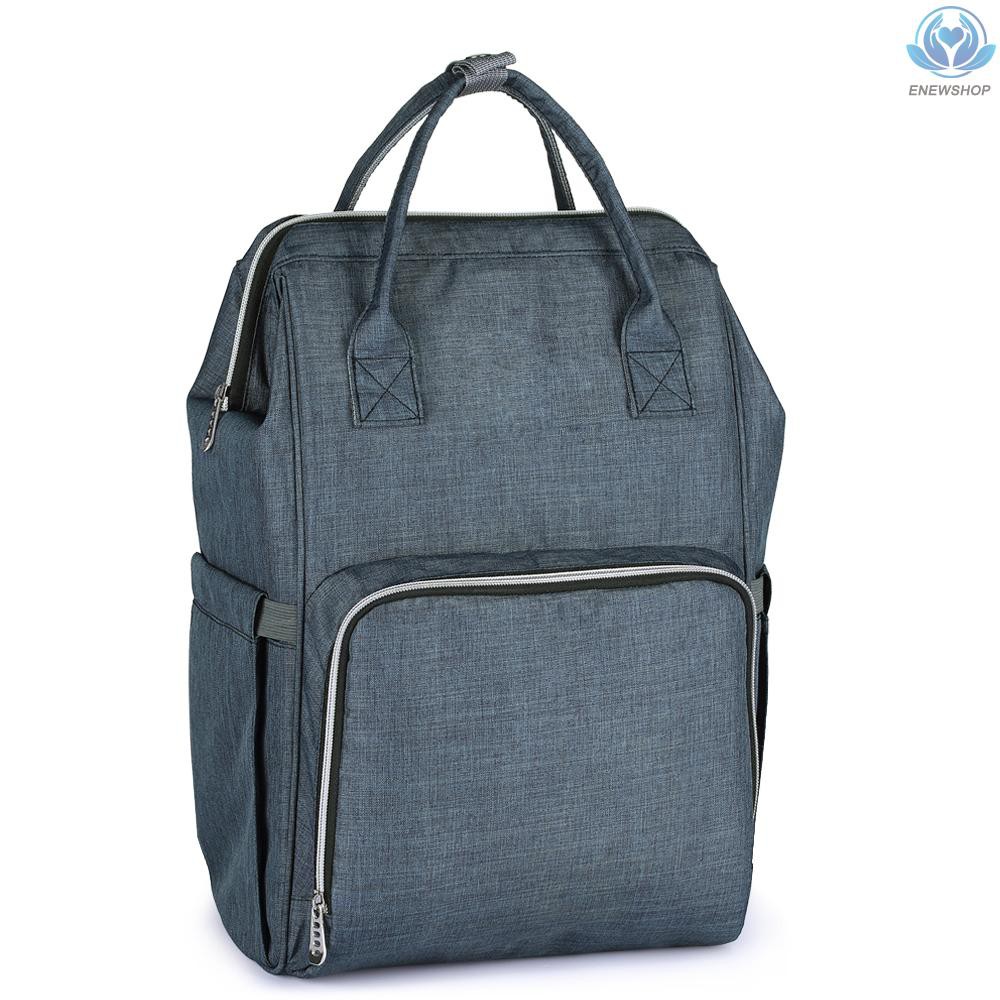 ♥♥enew~Diaper Bag Backpack Large Capacity Multi-function Waterproof Polyester Baby Clothes Diaper Nappy Milk Powder Bottle Travelling Storage Bag with 6 Pockets Hold or Hang -- Dark Blue