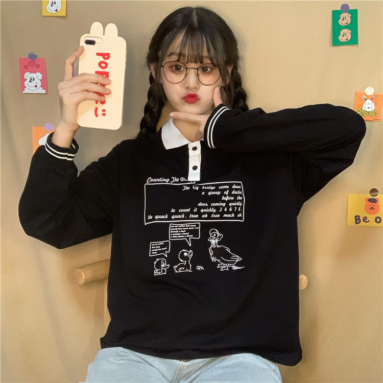 Áo thun dài tay cổ bẻ thời trang Hàn Quốc 2020 dành cho nữ