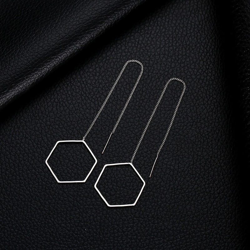 khuyên xỏ dây xích lục giác phong cách hàn quốc