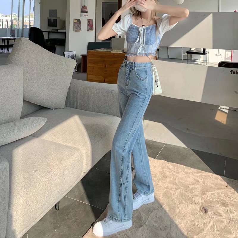 Quần Jeans Nữ Lưng Cao Ống Rộng Thời Trang Hàn Quốc