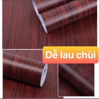 Giấy dán tường giả gỗ màu cánh dán keo sẵn cuộn 10m