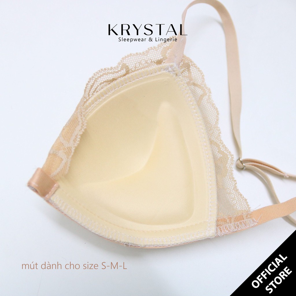 [Mã FASHIONMALLT4 giảm 15% đơn 150k] Bộ đồ lót ren không gọng mút vừa màu Nude sexy gợi cảm KRYSTAL Bralette KB41