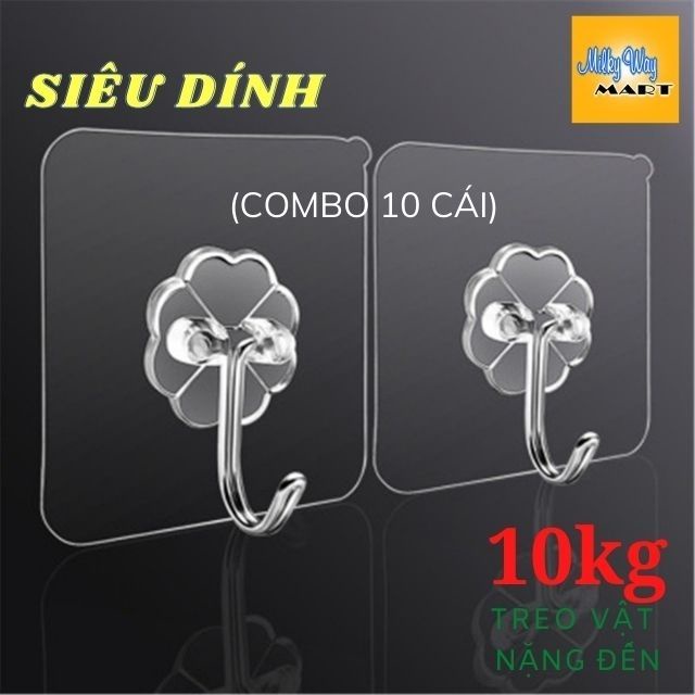 [Xả Kho] Miếng Dán Tường Trong suốt Siêu Dính Treo Đồ Thông Minh 6x6 cm Có Thể Tái Sử Dụng