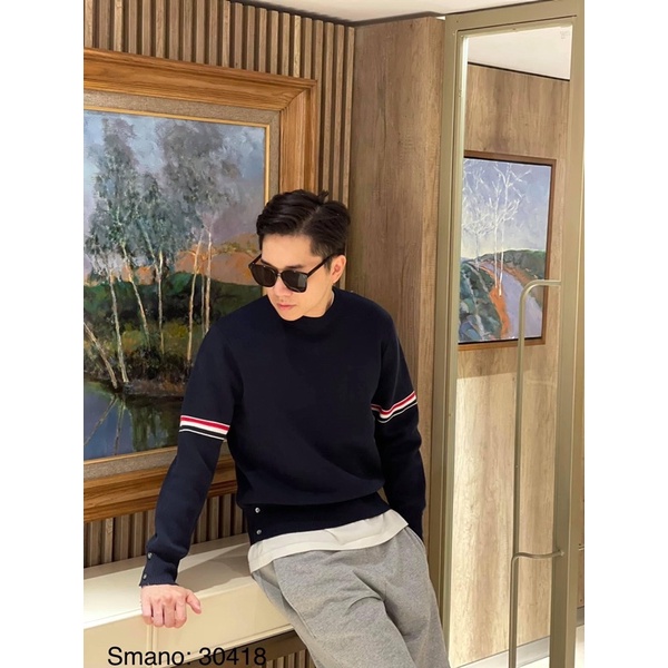 Áo nỉ thu đông dài tay thom có hoạ tiết kẻ viền đơn giản, Áo thời trang phong cách hàn quốc btshop từ 45 đến 75 kg.