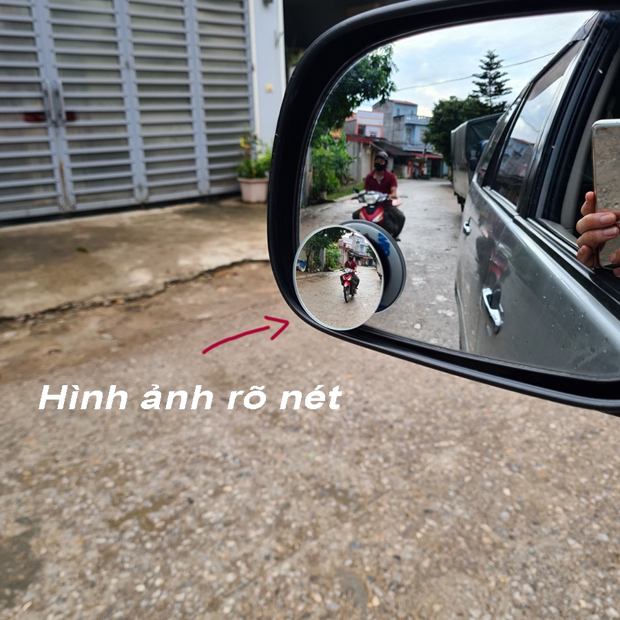 Gương cầu lồi ô tô soi điểm mù, Gương 3R xóa điểm mù xe hơi nhìn bánh trước gắn kính chiếu hậu cho oto xe máy