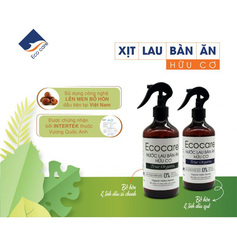 Xịt Lau Bàn Ăn từ Bồ Hòn Hữu Cơ ECOCARE 500ml - Diệt khẩn, khử mùi, hiệu quả an toàn