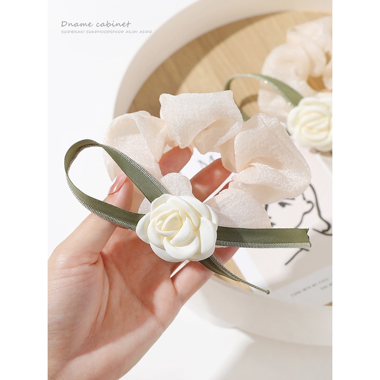 Dây Buộc Tóc Đính Hoa Trà Xinh Xắn Cho Nữ