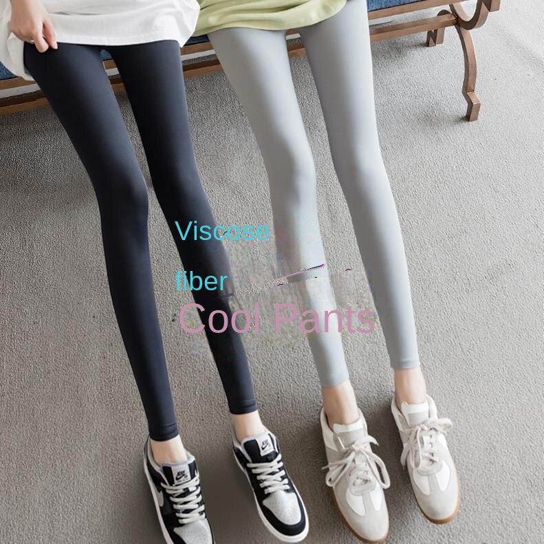 Quần Legging Lụa Bóng Lưng Cao Ôm Dáng Thời Trang Mùa Hè Cho Nữ
