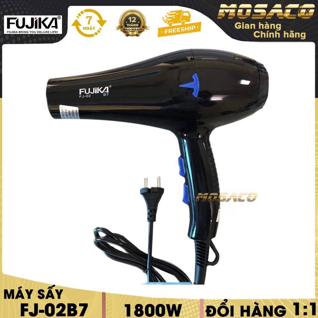 Máy Sấy Tóc Fujika FJ-02B7 công suất 1800W, điện áp 220V, 2 chế độ, nhựa cao cấp chịu nhiệt- MOSACO