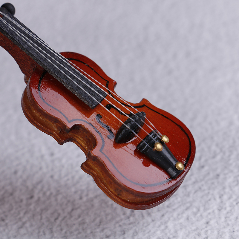 Đàn Violin Mini Bằng Gỗ Dùng Để Trang Trí Nhà Búp Bê