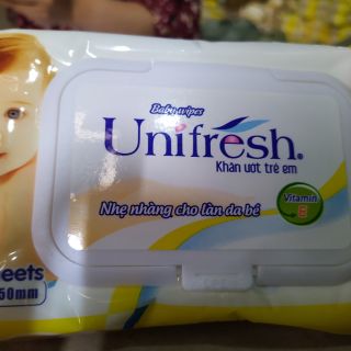Khăn ướt không mùi Unifresh nha đam và vitamin e loại 80 tờ