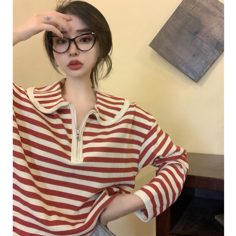 Áo tay dài có khóa kéo thời trang Hàn Quốc mới dành cho nữ