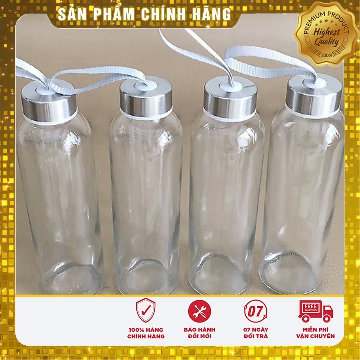 Bình detox thủy tinh đựng nước có quai xách tiện dụng 500ml