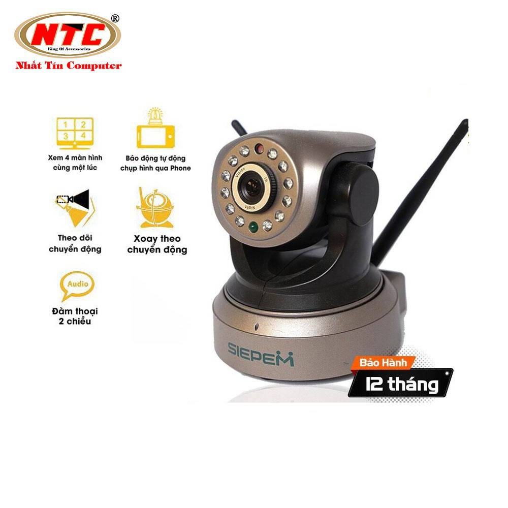 k89 Camera IP Wifi SIEPEM S7001 Plus hỗ trợ FullHD 1080P độ phân giải 2.0MP (Vàng đồng) + Kèm thẻ NTC U3 4K 32GB 1