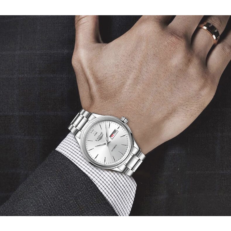 Đồng hồ nam chính hãng KASSAW K883-3 Kính sapphire ,chống xước,Chống nước ,BH 24 tháng,Máy cơ (Automatic) ,dây kim loại