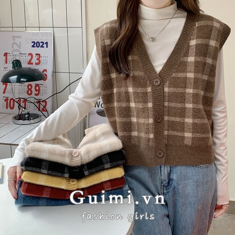 Áo cardigan NZN dệt kim sát nách 4 màu sắc tùy chọn phong cách Hàn Quốc retro thời trang dành cho nữ