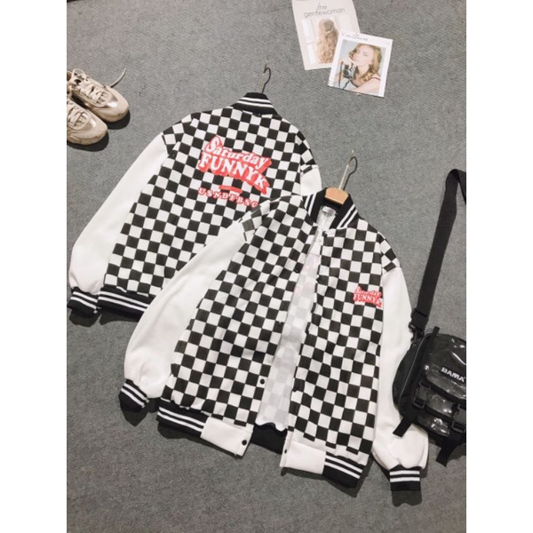 Áo bomber nỉ kẻ Caro phong cách HQ.hangtotgiare98 | BigBuy360 - bigbuy360.vn