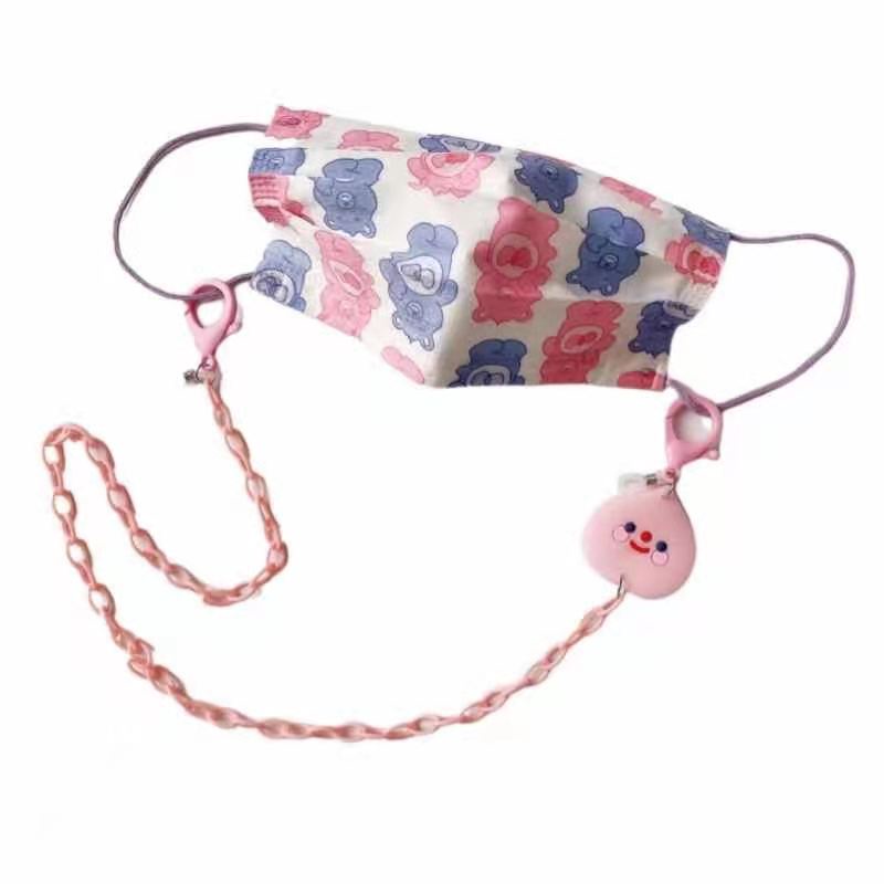 Dây Đeo Mặt Nạ acrylic Hình Quả Đào Hoạt Hình Màu Hồng