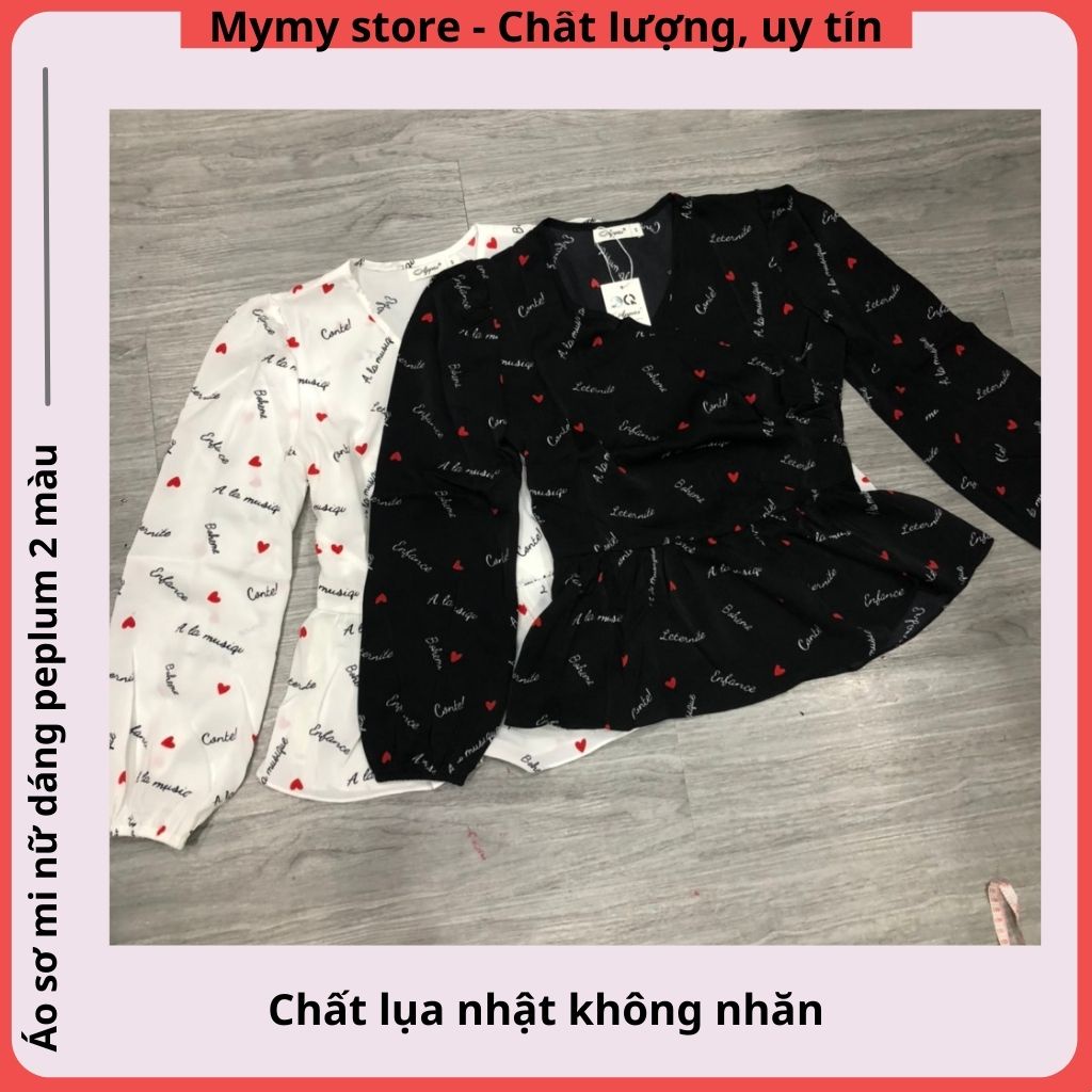 Sơ mi công sở Peplum sang chảnh, sơ mi lụa nhật cao cấp không nhăn