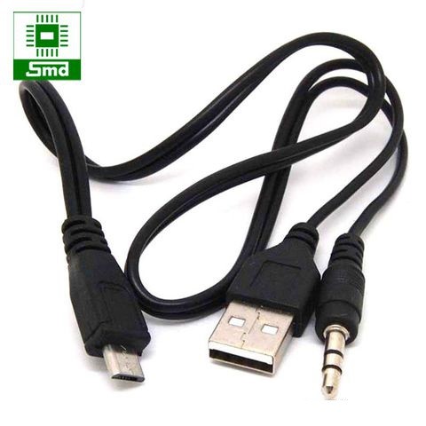 Cable usb hai đầu ra micro usb và audio 3.5mm dài 0.5m