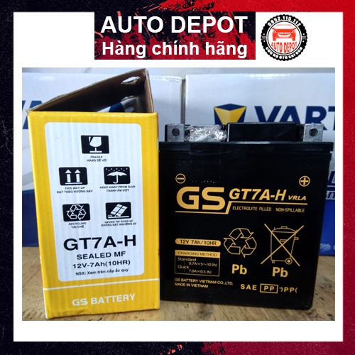 Ắc quy GS GT7AH 12V-7Ah cho xe máy Vespa Sh Nhập Chính Hãng mới 100% cho xe Vespa SH nhập Piaggio