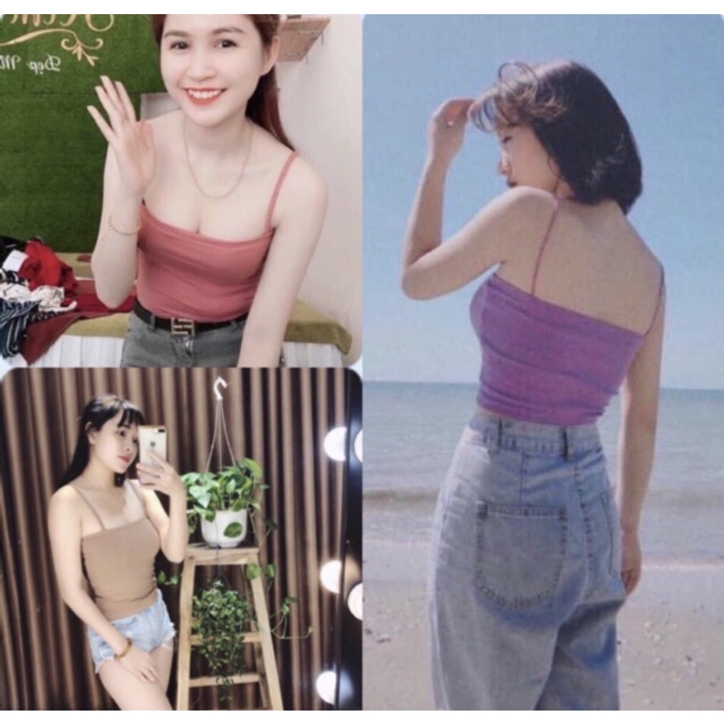 ÁO CROPTOP 2 DÂY NỮ DÁNG ÔM COTTON VẢI ĐẸP CO GIẢN