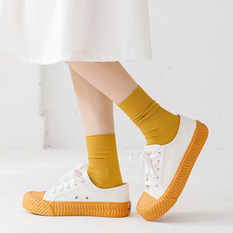 Tất vớ trơn nam nữ cổ cao phong cách Hàn Quốc nhiều màu mát mẻ thoải mái thoáng khí thời trang dễ phối đồ giá rẻ T103