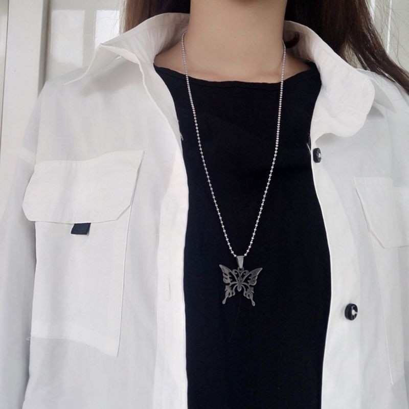 vòng cổ Inox Phối Mặt Dây Hình Bướm Unisex
