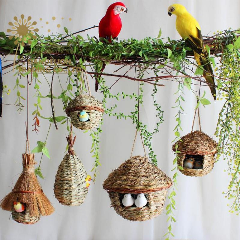 Tổ Chim Bằng Rơm Tự Nhiên Có Móc Treo Độc Đáo Trang Trí Lồng Chim / Vẹt