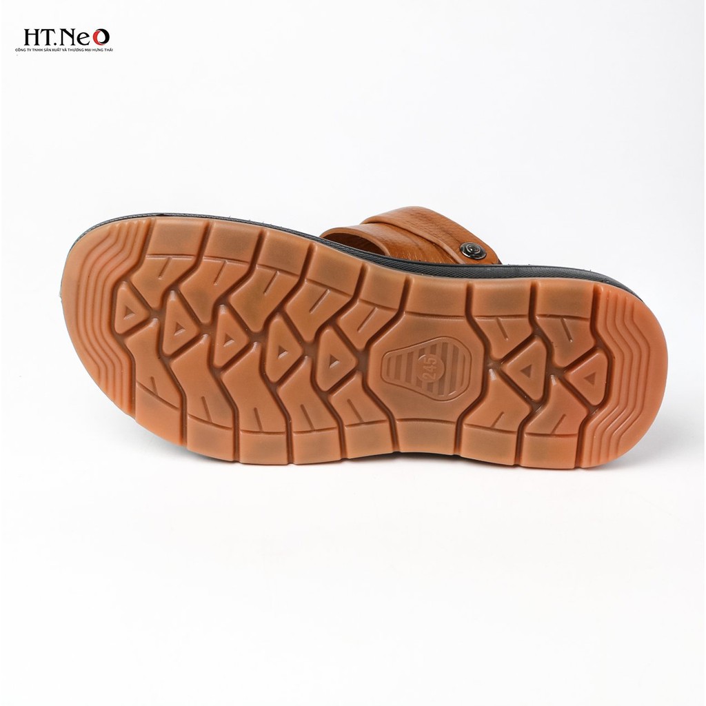 Sandal nam HT.NEO da bò nguyên miếng mềm, bóng đẹp, đường keo đế chắc chắn đế kếp 3.5 cm SD89