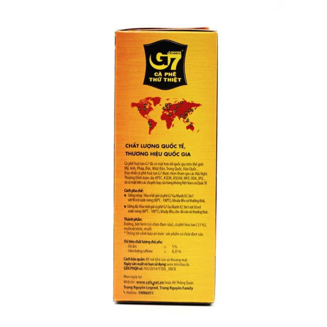 [Chính hãng] Cà phê G7 Gu mạnh X2 3in1 Trung Nguyên - Hộp 12 Gói dài - Trung Nguyên G7 - Cà phê hòa tan G7 | BigBuy360 - bigbuy360.vn
