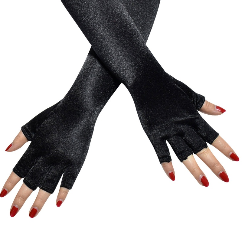 Găng Tay Hở Ngón Bằng Vải Satin Và Nylon Cho Tiệc Hóa Trang