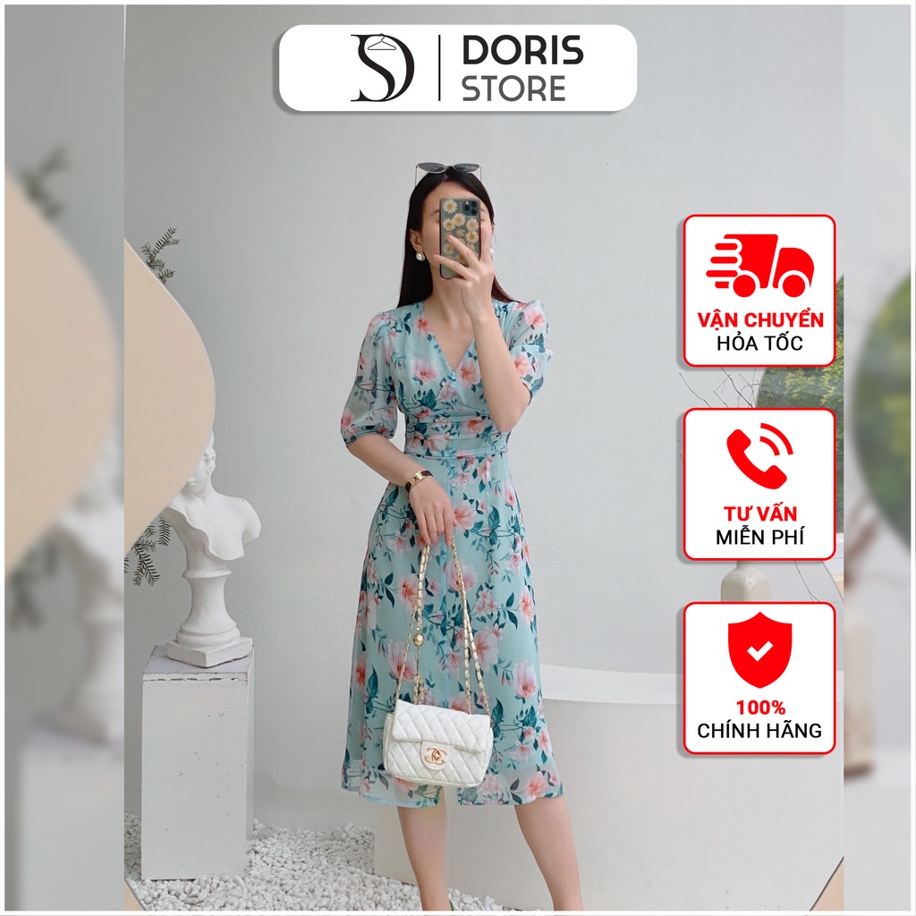 Váy hoa cổ V DORIS V1666