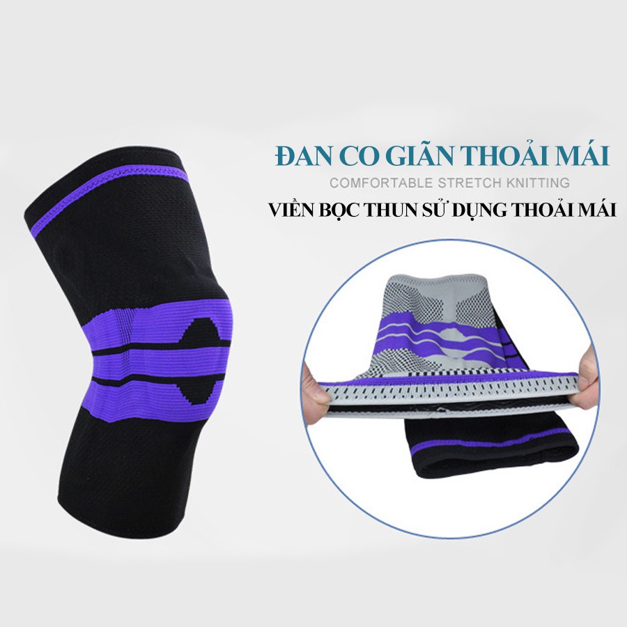 Bó Gối Silicone Aolike Loại Thun Cao Cấp Co Giãn 4 Chiều Chính Hãng - Có Silicone Hỗ Trợ Gối &amp; Hai Bên Hông Gối