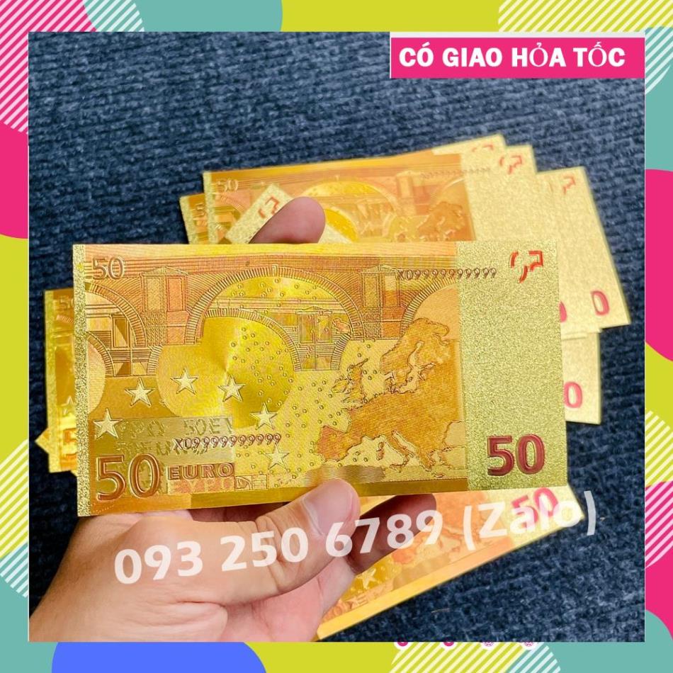 TRỢ GIÁ Tờ Tiền Kỉ Niệm 50 EURO Plastic Mạ Vàng Lì Xì Tết May Mắn