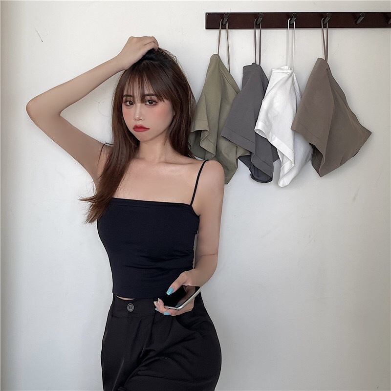 Áo Bra 2 Dây Có Đệm Mút Chất Cotton Co Dãn Thấm Hút Thoáng Mát Cho Nữ DAN L&amp;U 1806