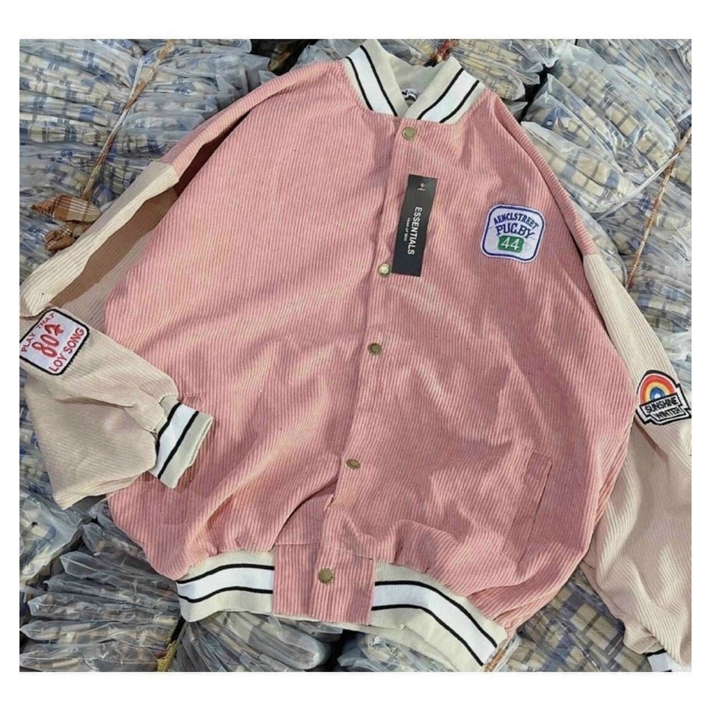 ÁO KHOÁC NHUNG BOMBER 2 LỚP LOGO THIẾU CHẤT DÀY MỀN MỊN,FORM RỘNG,PHONG CCAHS TINH TẾ