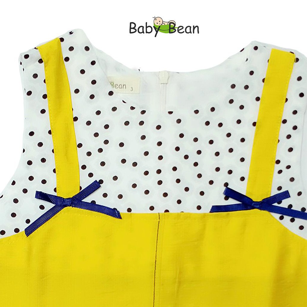 Váy Đầm Đũi Yếm Đuôi Cá Thêu Thỏ Chấm Bi Bé Gái BabyBean