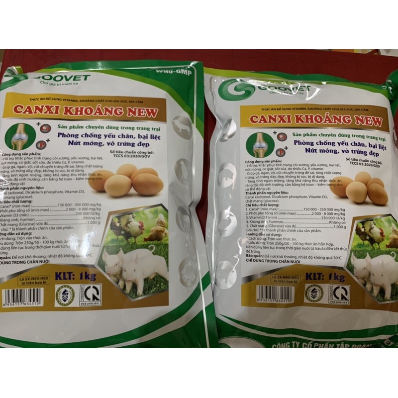 1 kg CANXI KHOÁNG - thức ăn bổ sung vitamin, khoáng chất cho gia cầm, gia súc